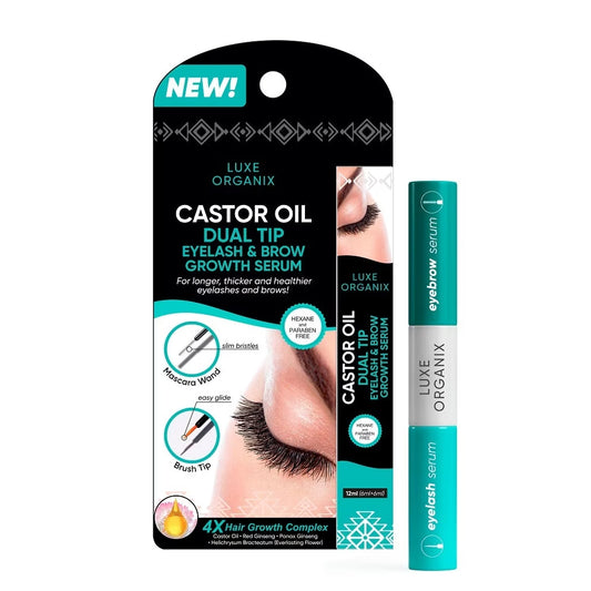 LUXE ORGANIX Castor Oil Dual Tip Eyelash & Brow Growth Serum 12ml